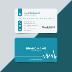 Medical healthcare doctor business card template with front and back view vector design