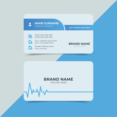 Medical healthcare doctor business card template with front and back view vector design