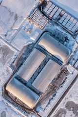 Warehouse logistics center complex shot from above