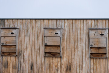Swallow bird houses at sustainable houses in Olstergaard sustainable circular and nature inclusive...