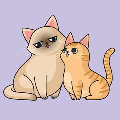 2 Cats sitting together.