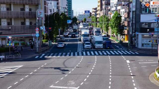 A timelapse of the traffic jam at the downtown street in Tokyo tilt