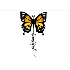 butterfly drawing and beautiful design vector