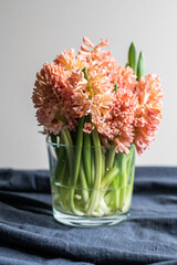 Orange Hyazinthen im Blumenstrauss, Blumen im Frühling