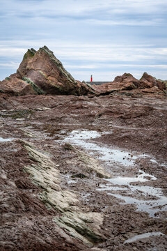 Mercia mudstone rock formation at Watchet Beach on the Bristol Channel
