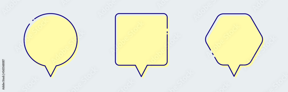 Poster chat bubble with retro design style. minimal blank chat boxes sign.