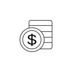 banking, money, dollar coins thin line icon. Linear vector illustration. Pictogram isolated on white background