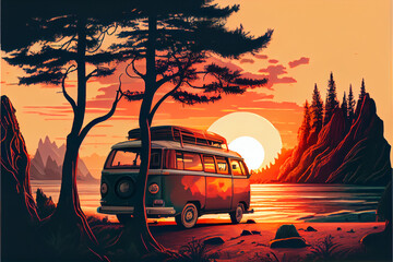 Living the van life nature sunset.