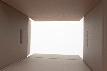 view from inside the cardboard package, isolated template
