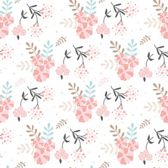 seamless pattern with flowers on a white background. Vector illustration