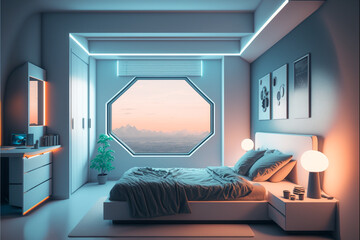 Fototapeta na wymiar interior of a bedroom. Generative AI 