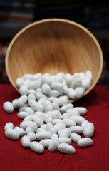 Silkworm nets for background, a source of silk thread and silk fabric - Image