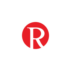 Fototapeta premium letter r red round negative space logo vector