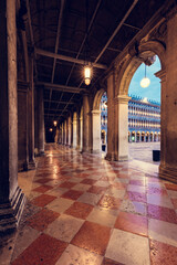 Arch columns on Saint Mark square in Venice, Italy