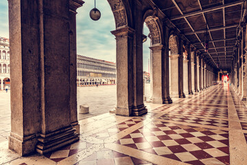 Arch columns on Piazza San Marco in Venice, Italy