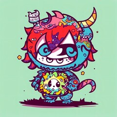Obraz premium Funny Cute Monster Illustration [AI Generated]