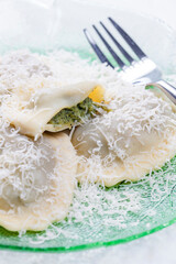 Ravioli filled with spinach and ricotta