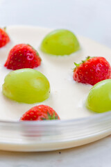 summer soup with strawberries and grapes