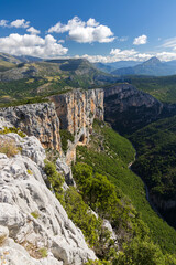 Naklejka premium Mountain landscape width Canyon of Verdon River (Verdon Gorge) in Provence, France