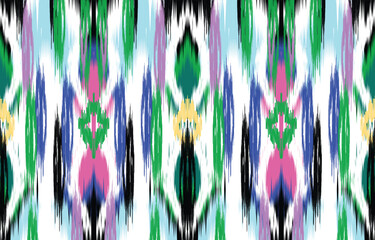 Ethnic abstract ikat art. Fabric Morocco, geometric ethnic pattern seamless  color oriental. Background, Design for fabric, curtain, carpet, wallpaper, clothing, wrapping, Batik, vector illustration