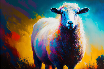 Owca  obraz malowany 
