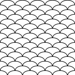Fish scale seamless pattern. Traditional chinese sea wave ornament. Asian cloud ethnic motif.