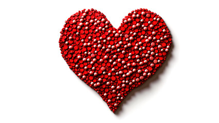 Obraz na płótnie Canvas Red heart shape made of pomegranate seeds isolated on white background.