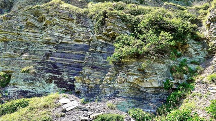 長崎県壱岐島の壱岐の土台石の断層