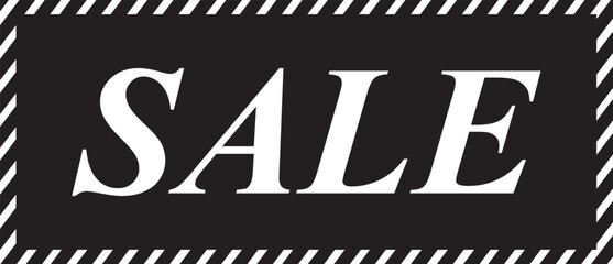 Obraz premium Sale banner white black. Box banner for social media, shop, label, title, ribbon and text design. For website, shopping poster, discount tag, sticker, template and sale. Fashion flyer, banner