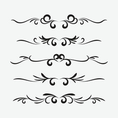 set of vintage frames with beautiful filigree, decorative borders, text divider, page divider, vector illustration