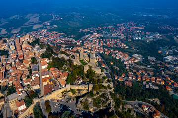 Fototapeta na wymiar San Marino in Italy with Drone
