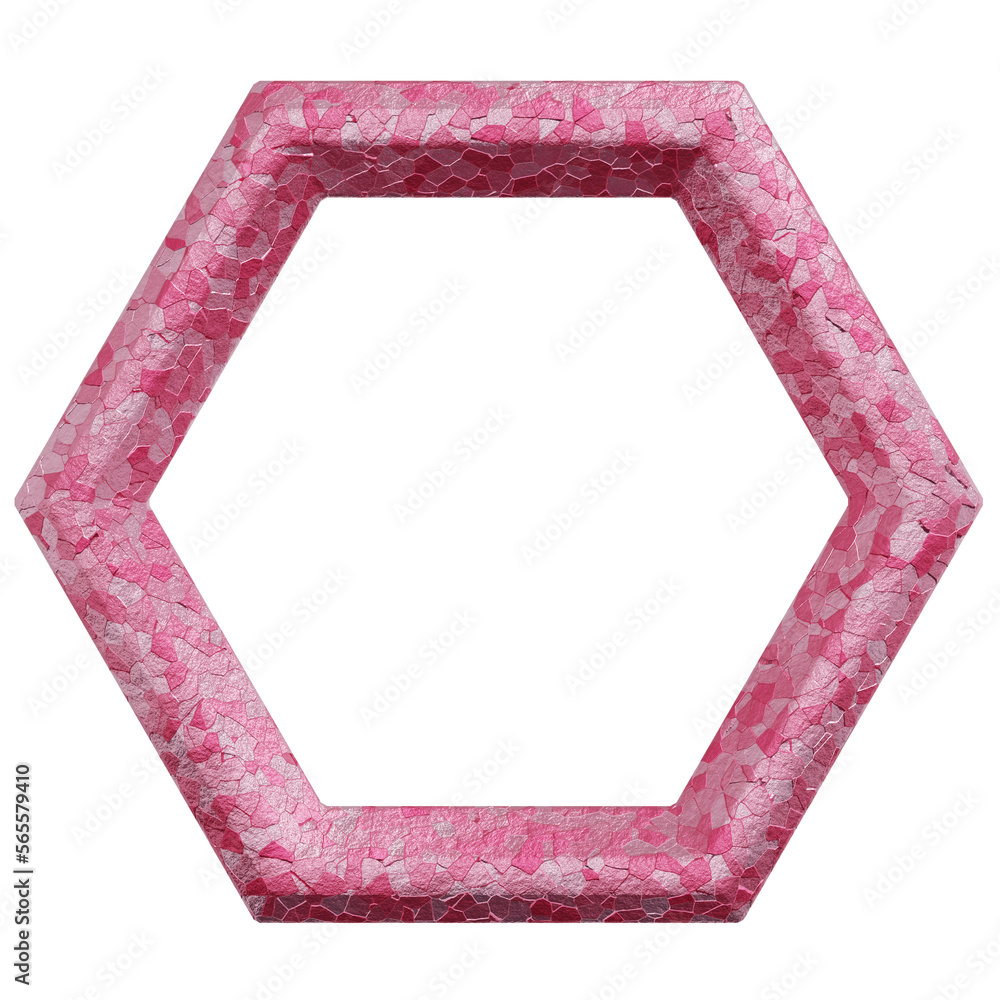 Wall mural Hexagonal Pink Textured Picture Frame Border