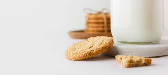 Oatmeal cookies on a wooden plate
