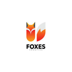 foxes design illustration logo colorful