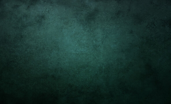 teal blue green, grunge texture, fancy background, dark black horror haunted theme, scary thriller concept wall © AKIO