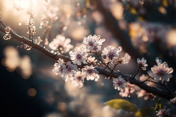 Sakura branch. Cherry blossom. Generative AI