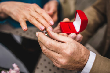 Beautiful senior couple dating outdoors - Mature couple portrait, concepts about elderly and lifestyle