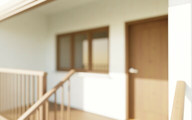 room with wooden staircase