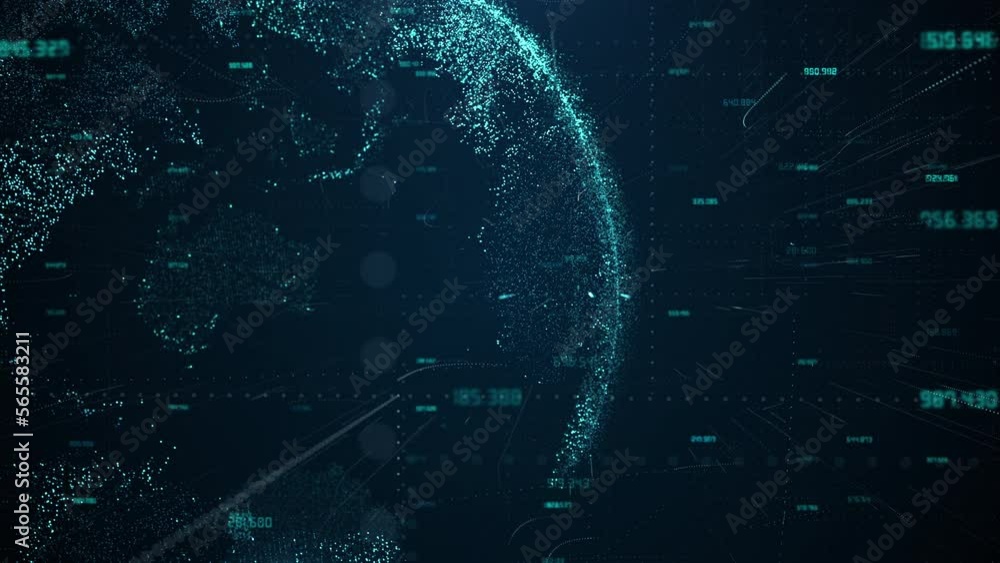 Aufkleber earth map digital connection and social network. global world communications data. blockchain techno