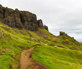 Beautiful image of spectacular scenery of the Quiraing on the Isle of Skye