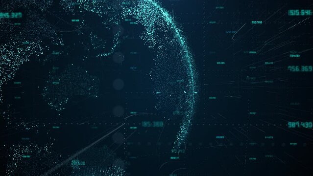 Earth map digital connection and social network. Global world communications data. Blockchain technology and database cryptocurrency concept. Business digital finance network currency or crypto mining