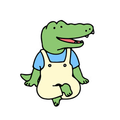 Cute crocodile cartoon character sitting, back to school concept. isolated on white background, vector illustration.