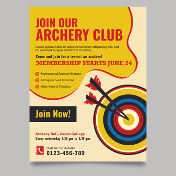 Archery club flyer card design template