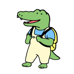 Fototapeta premium Cute crocodile studentcartoon character, back to school concept. isolated on white background, vector illustration.
