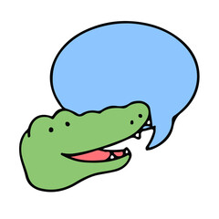 Cute crocodile cartoon character speaking, back to school concept. isolated on white background, vector illustration.