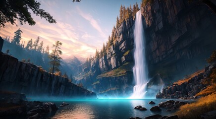 The Power of Flow: A Breathtaking View of Cascading Falls [AI Generated]