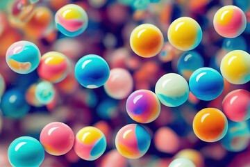 Fototapeta na wymiar Multicolored balls holiday joy abstraction background, Generative AI