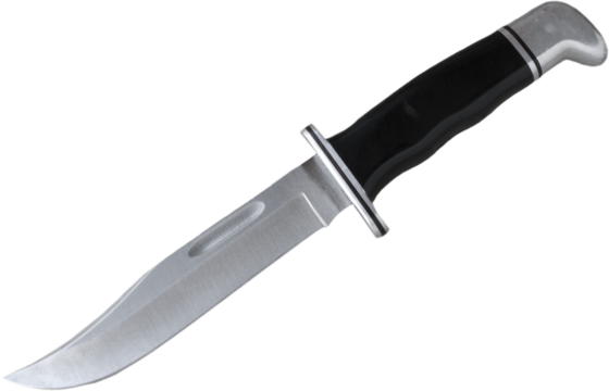 Large knife designed for survival isolated in a png.