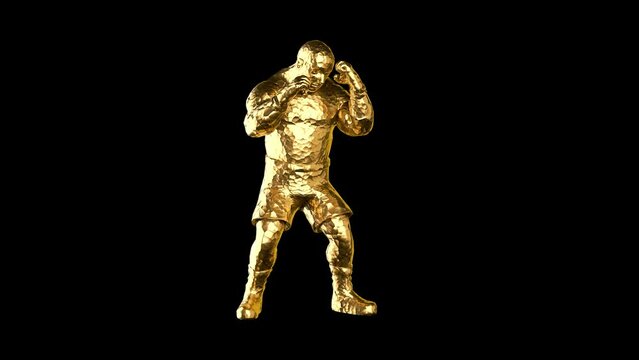 Gold metal boxer doing exercise