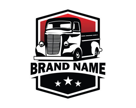 1940 chevy truck. isolated vector silhouette on white background showing from the side. Best for badge, emblem, icon, sticker design, auto industry. available in eps 10.